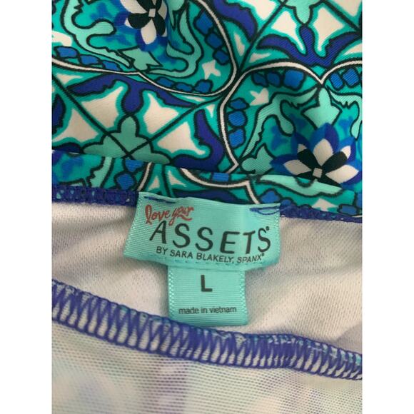 Assets By Sara Blakley Spanx One-piece swimsuit Top Woman’s Large Teal Print - Picture 6 of 7